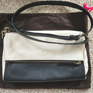 Kate‎ Spade Black and Ivory Cobble Hill Marsala Foldover Crossbody With Dust bag
